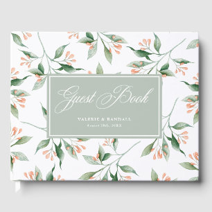 Simple Elegant Watercolor Botanical Wedding Guest Book