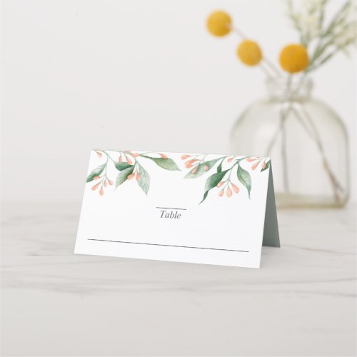 Simple Elegant Watercolor Botanical Wedding Place Card