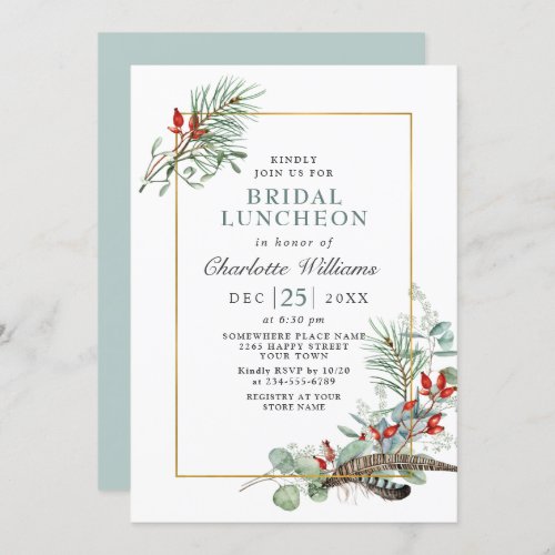 Simple Elegant Watercolor Eucalyptus Bridal Shower Invitation
