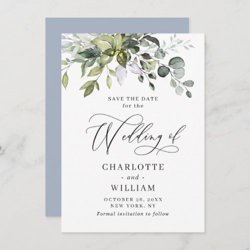 Simple Elegant Watercolor Eucalyptus Wedding Save The Date