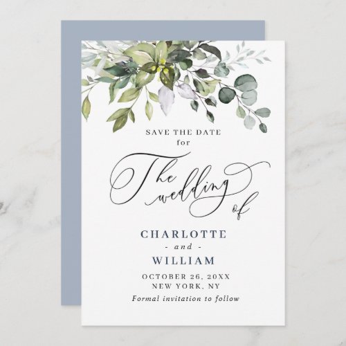 Simple Elegant Watercolor Eucalyptus Wedding Save The Date