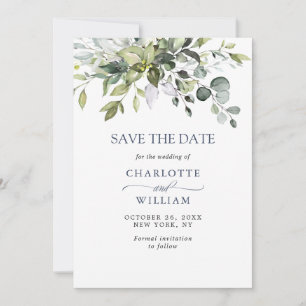 Simple Elegant Watercolor Eucalyptus Wedding Save The Date