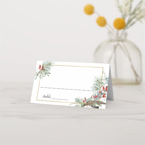 Simple Elegant Watercolor Eucalyptus Wedding Table Place Card