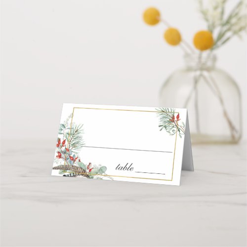 Simple Elegant Watercolor Eucalyptus Wedding Table Place Card