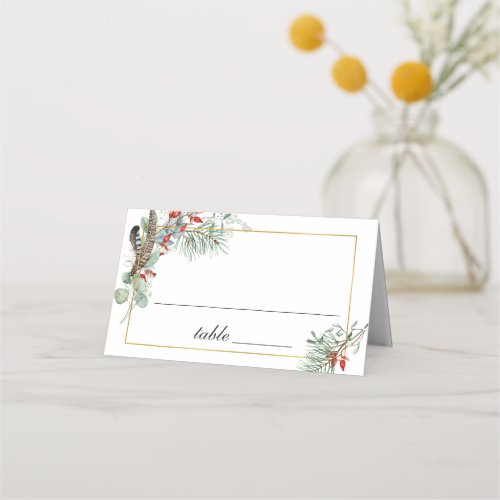 Simple Elegant Watercolor Eucalyptus Wedding Table Place Card