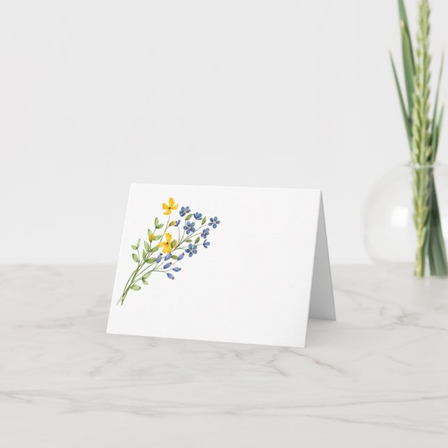 Simple Elegant Watercolor Floral Blank Note Card (Front)