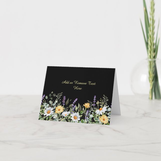 Simple Elegant Watercolor Floral Blank Note Card (Front)