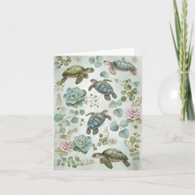 Simple Elegant Watercolor Floral Blank Note Card (Front)