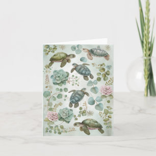 Simple Elegant Watercolor Floral Blank Note Card