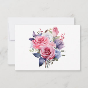 Simple Elegant Watercolor Floral Flat Note Card