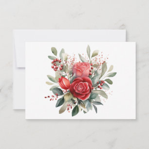 Simple Elegant Watercolor Floral Flat Note Card