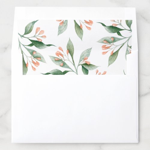 Simple Elegant Watercolor Floral Pattern Envelope Liner
