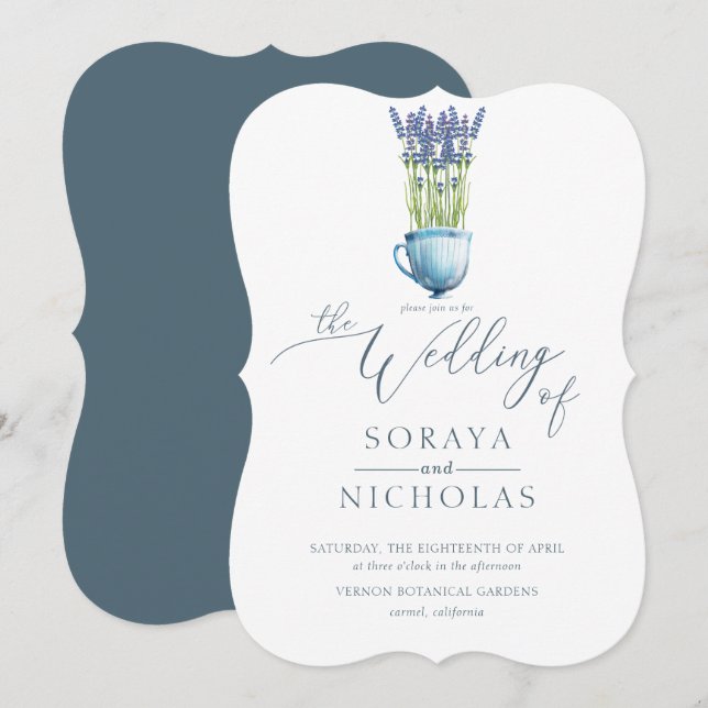 Simple Elegant Watercolor Floral Wedding Invitation (Front/Back)