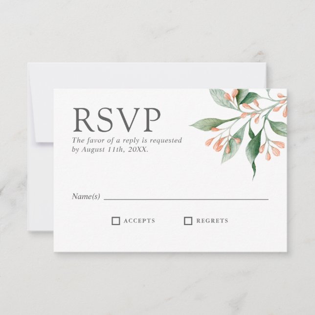 Simple Elegant Watercolor Floral Wedding RSVP (Front)
