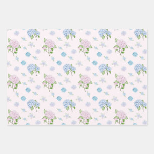 Simple Elegant Watercolor Hydrangea Flowers Wrapping Paper Sheets