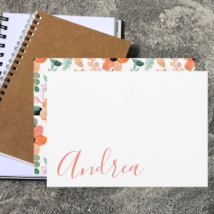 Simple Elegant Watercolor Modern Floral Note Card