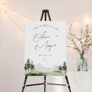 Simple Elegant Watercolor Mountain Forest Wedding Foam Board