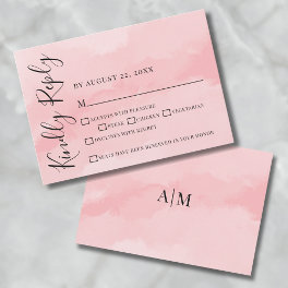 Simple Elegant Watercolor Pink Wedding RSVP Card