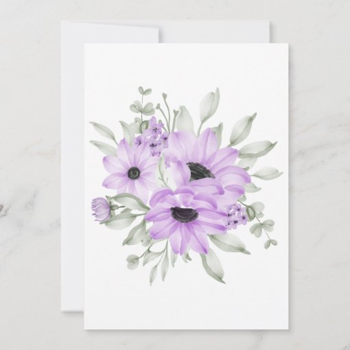 Simple Elegant Watercolor Purple Floral Invitation Zazzle