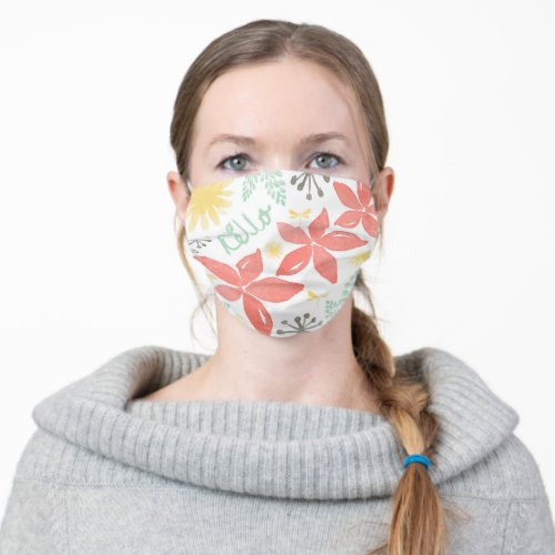 Simple Elegant Watercolor Summer Floral Adult Cloth Face Mask