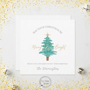 Simple Elegant Watercolor Tree Non-Photo Holiday Card