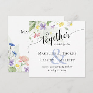 Simple Elegant Watercolor Wildflowers Boho Wedding Invitation