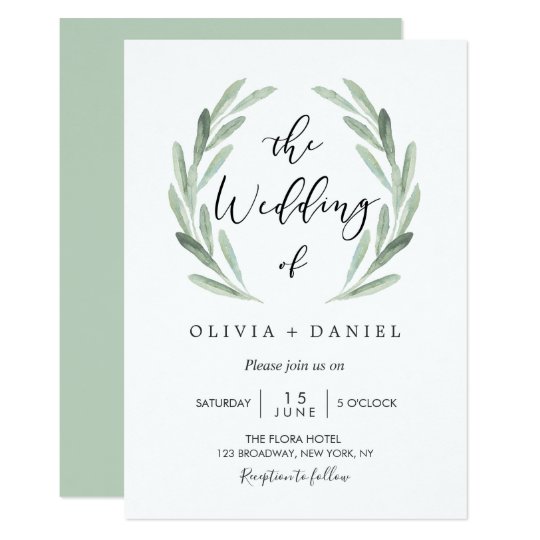 simple elegant watercolor wreath greenery wedding invitation simple elegant invitations