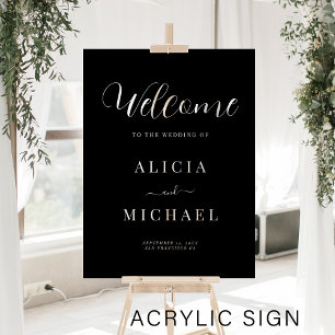 Simple elegant wedding acrylic black welcome sign