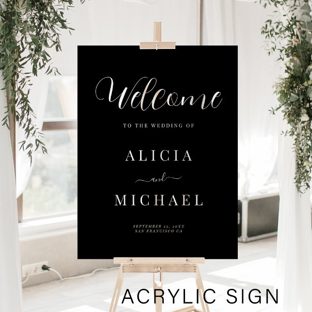 Simple elegant wedding acrylic black welcome sign (Creator Uploaded)