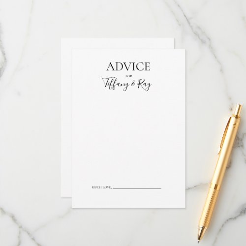 Simple Elegant Wedding Advice Card