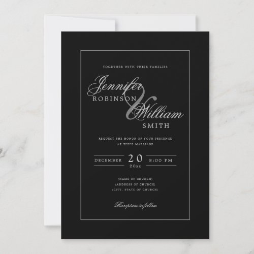 Simple Elegant Wedding Black Script Invitation