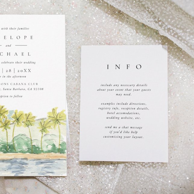 Simple Elegant Wedding Blue Back Enclosure Card (Simple elegant wedding information enclosure card.)