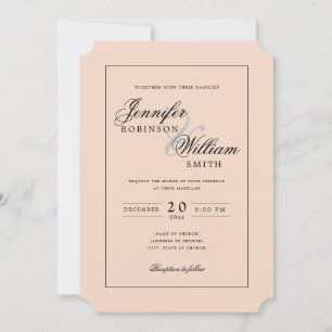 Simple Elegant Wedding Blush Script Invitation