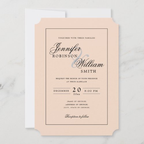 Simple Elegant Wedding Blush Script Invitation