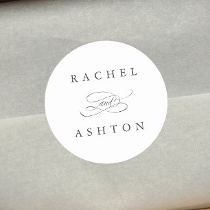 Simple Elegant Wedding Classic Round Sticker