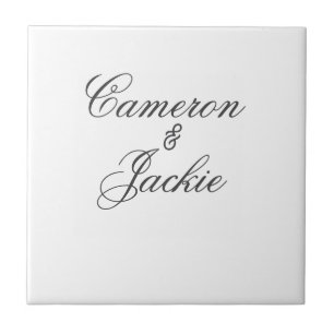 Simple elegant wedding couple name stylish calligr ceramic tile