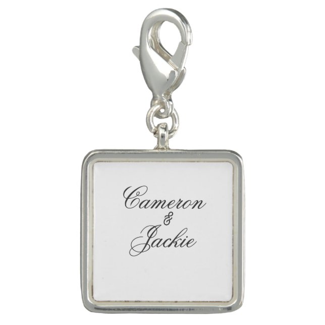 Simple elegant wedding couple name stylish calligr charm (Front)