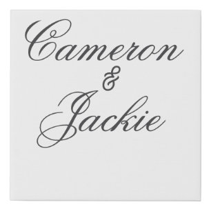 Simple elegant wedding couple name stylish calligr faux canvas print