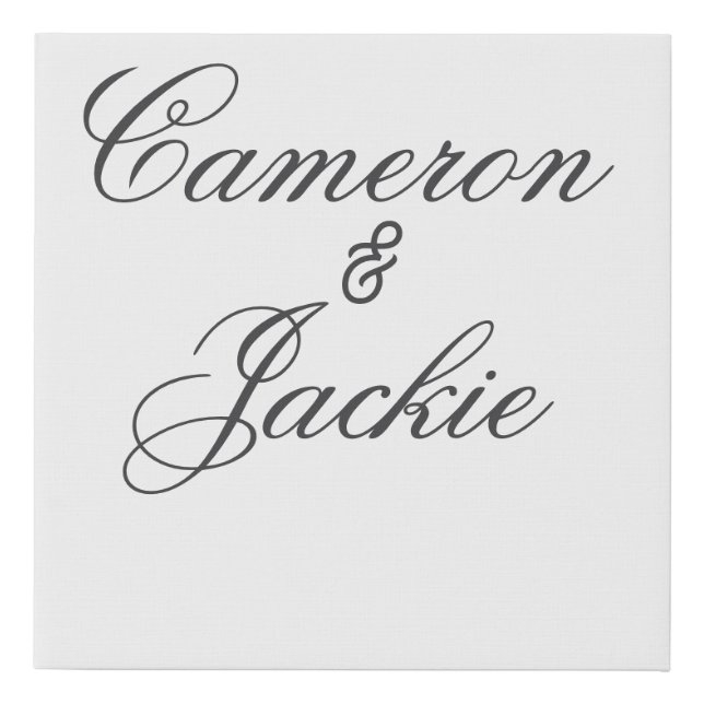 Simple elegant wedding couple name stylish calligr faux canvas print (Front)