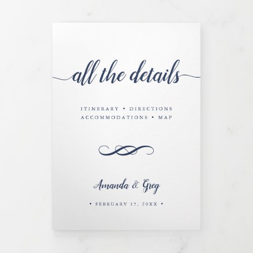 Simple Elegant Wedding Details Enclosure Tri_Fold Invitation