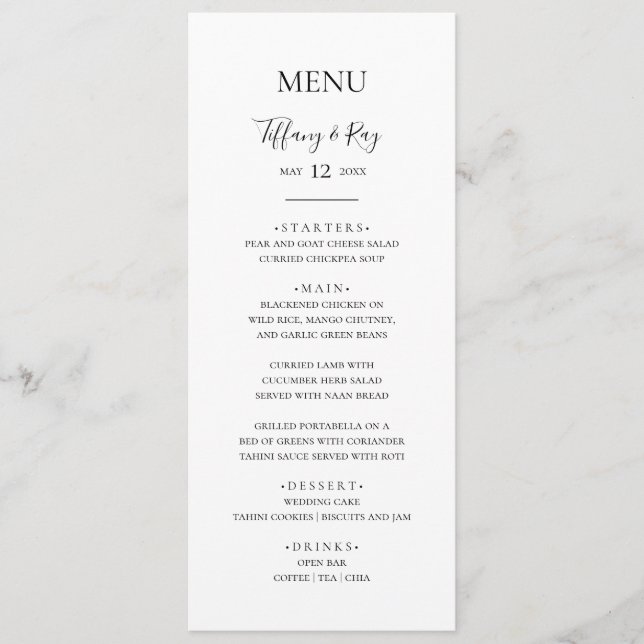 Simple Elegant Wedding Dinner Menu (Front)