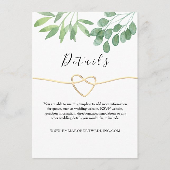Simple Elegant Wedding Enclosure Card (Front)