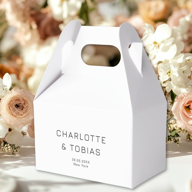 Simple, elegant wedding favor boxes (Simple, elegant wedding favor boxes with your name and date.)