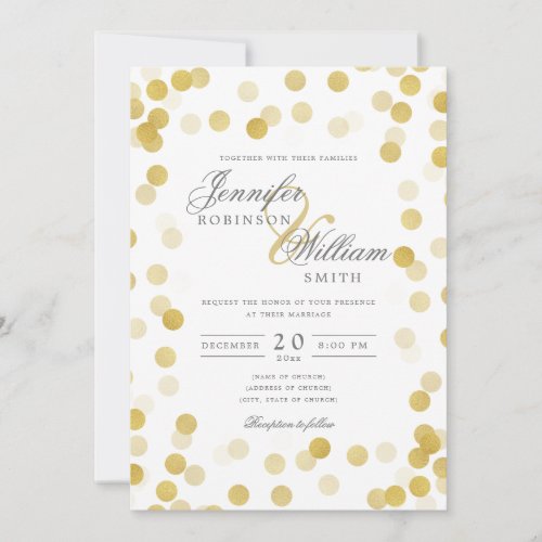 Simple Elegant Wedding Gold Confetti Invitation
