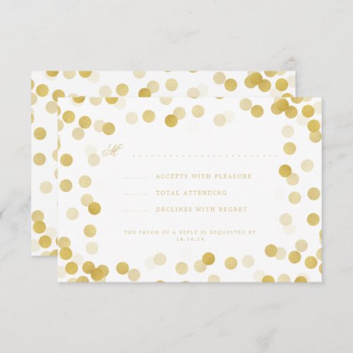 Simple Elegant Wedding Gold Confetti RSVP 