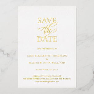 Simple Elegant Wedding Gold Save the Date Foil Invitation