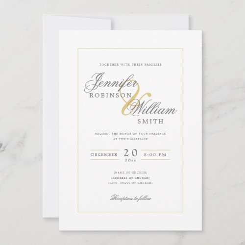 Simple Elegant Wedding Gold Script  Invitation