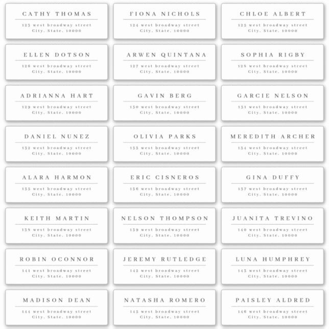 Simple elegant wedding guest address label (Front)
