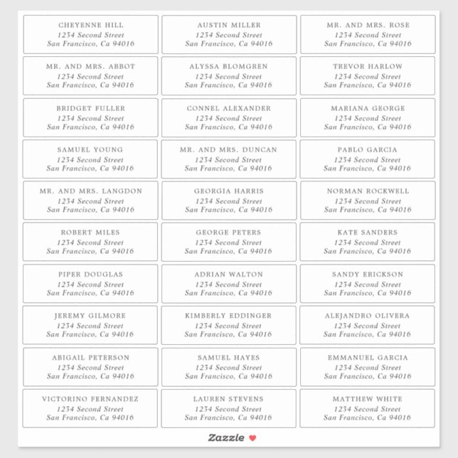 Simple Elegant Wedding Guest Address Labels (Sheet)