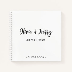Simple Elegant Wedding Guest Book Black White